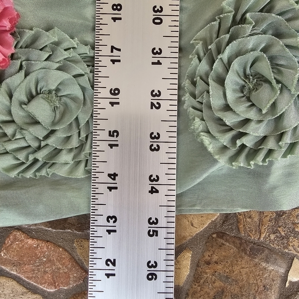 Bill Levkoff Strapless Taffeta with 3D Floral Applique, Green with Pink, Size XS - Picture 14 of 14